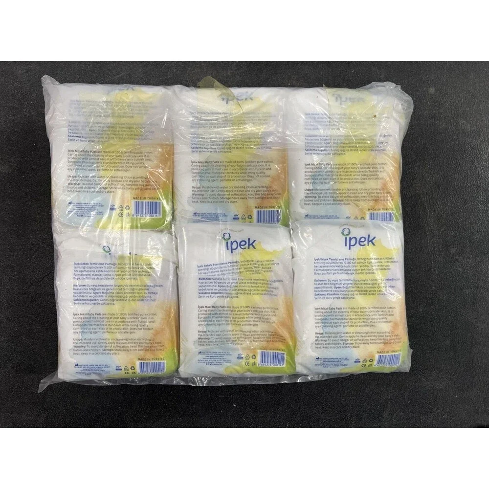 IPEK Baby Cleaning Cotton Pads, 6 Packs of 60 pieces each pack